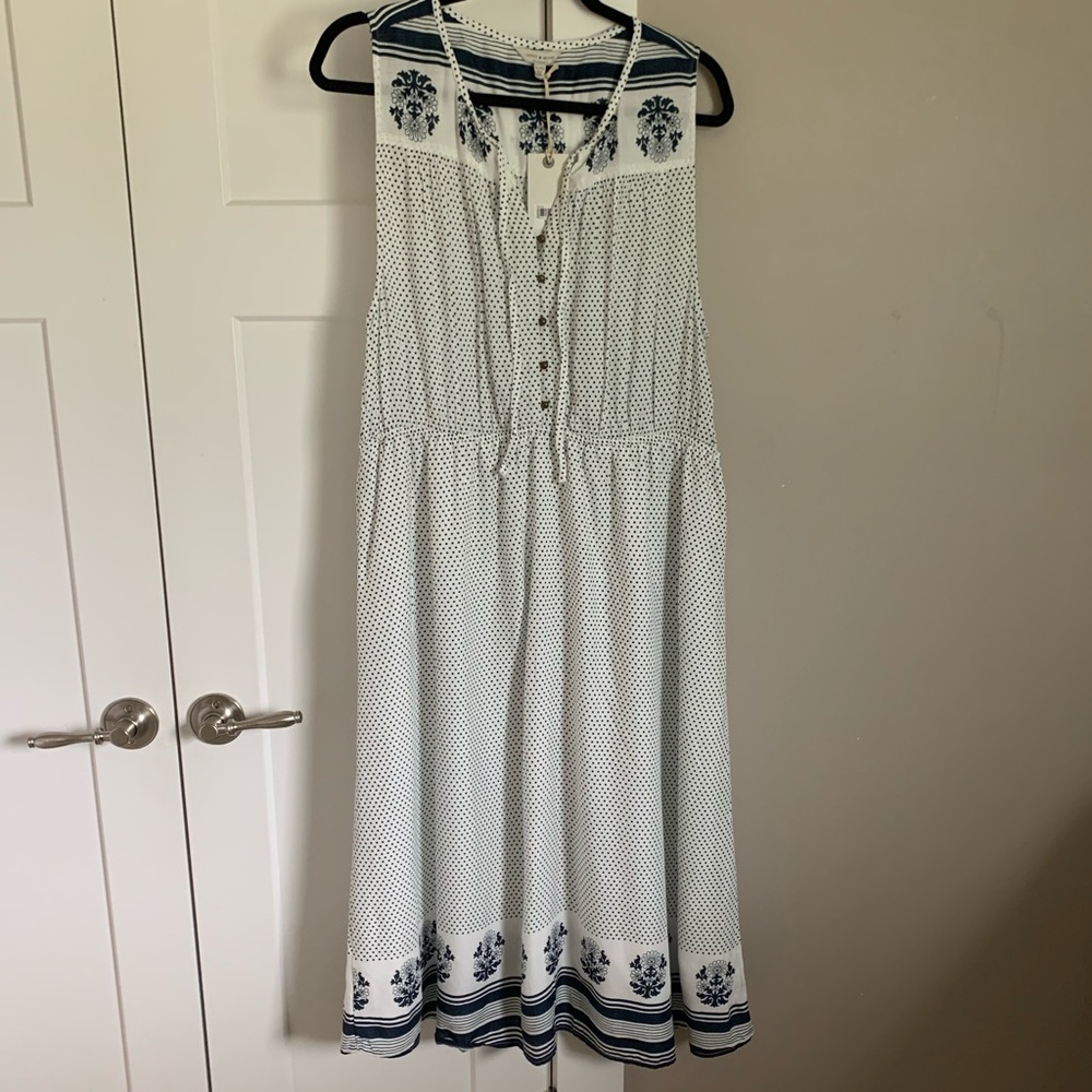 Lucky Brand XL light navy and white dress